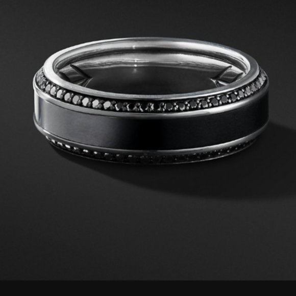 Men\'s black diamond wedding band